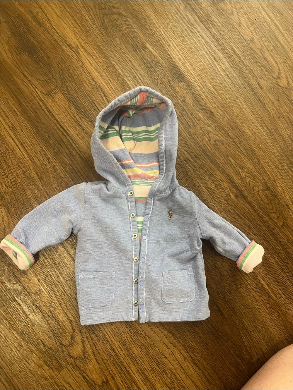 Ralph Lauren new reversible jacket Striped Hooded Baby Cardigan -